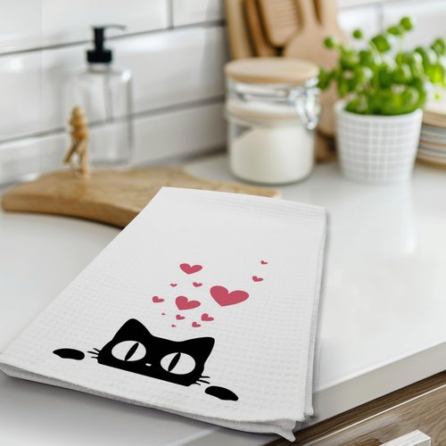 DETIHO ETIHO Black Cat Kitchen Towel, Cat Lover Gifts for Women, Funny Dish Towels Decorative Set 16x24 Inches Set of 4, Hand Tea Towels for Kitchen Bathroom (A14)