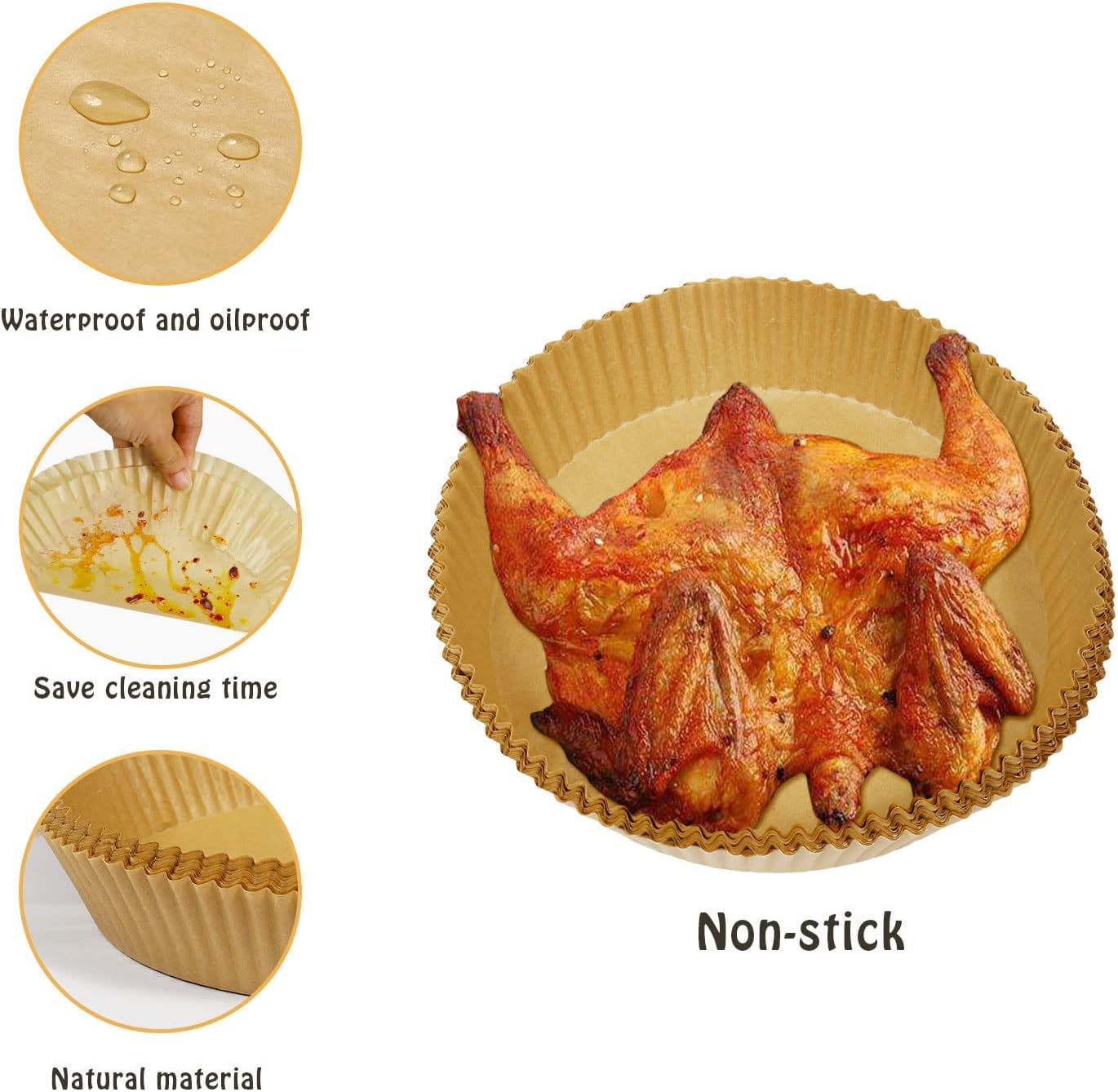 SIUDANGKA Air Fryer Liners - 200 Disposable Parchment Paper Sheets for Ninja AF101 & AF150 XL