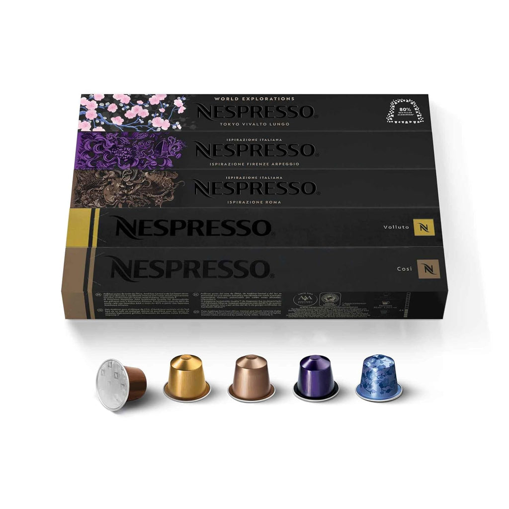 Nespresso Ispirazione Variety Pack - Mild, Medium & Dark Roast Espresso Coffee Pods | 50 Count