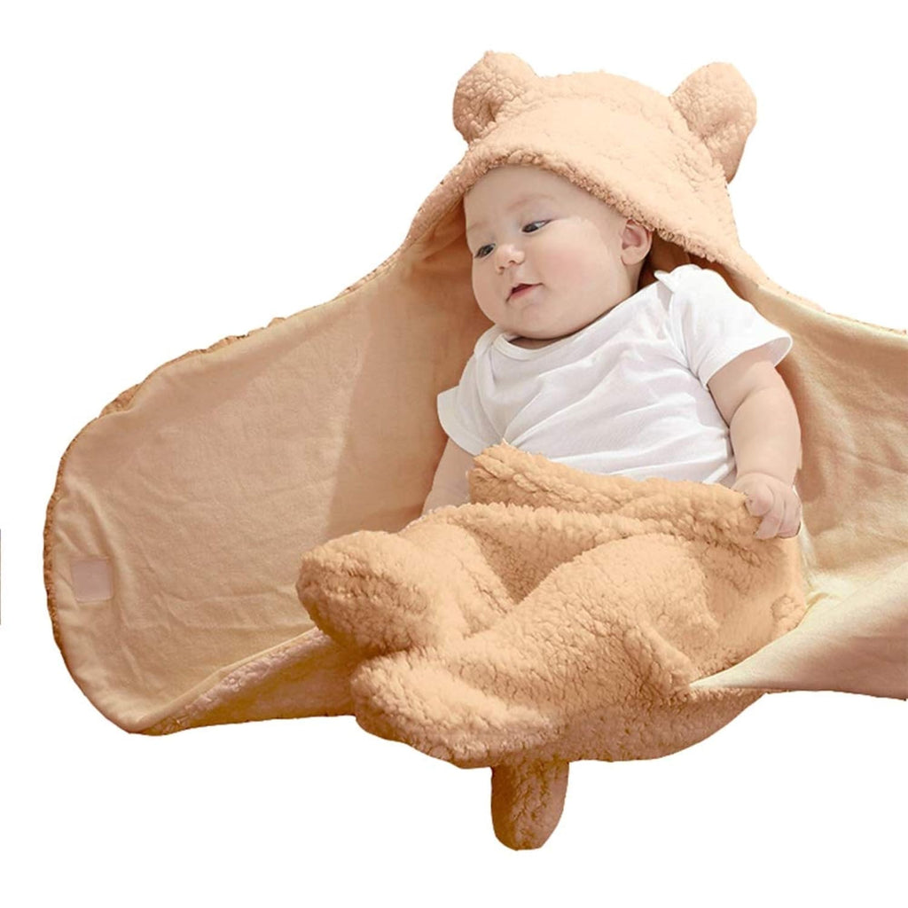 XMWEALTHY Plush Swaddle Blanket for Newborns | Soft & Cozy Brown Baby Blanket