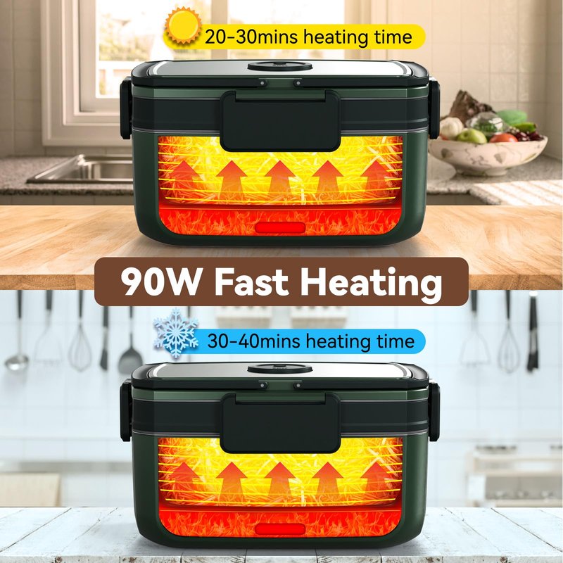 Sitlais Electric Heated Lunch Box for Men - Portable Food Warmer for Car Truck 90 W Self Heating Lunch Box for Adults Food Heater for Work Travel Camping lonchera