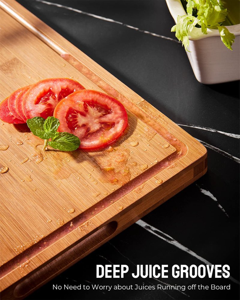 Extra Large Cutting Boards for Kitchen, XXL Reversible Large Bamboo Cutting Board, Carving Board Cheese Board with Deep Groove, Kitchen Chopping Board for Meat, Vegetables, Fruit, Turkey