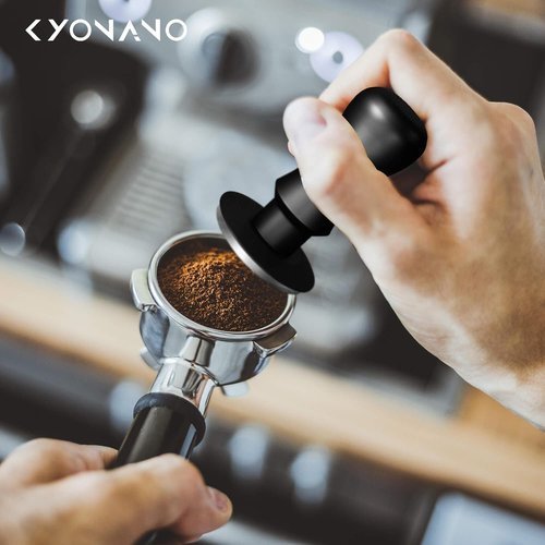 KYONANO 58.5mm Espresso Tamper, 30lb Spring-Loaded Calibrated Coffee Tamper, 304 Stainless Steel, Anodized Aluminum Handle Barista Tamper Suit for Over 58mm Rancilio, Gaggia Portafilter