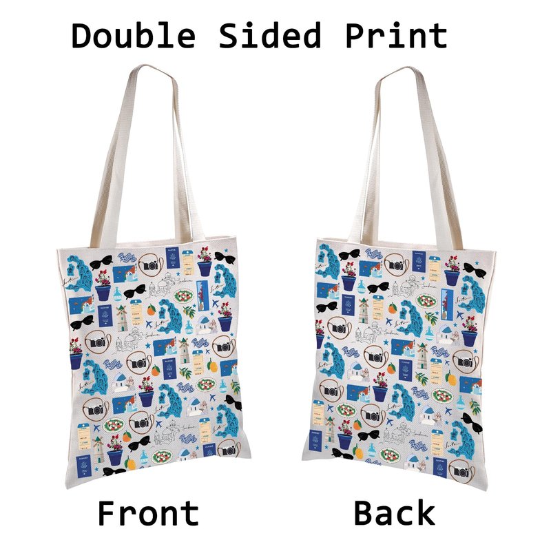 BLUPARK Greece Tote Bag Santa Irini‌‌ Travel Gift Greek Vacation Shopping Bag Wanderlust Gift (Santa)
