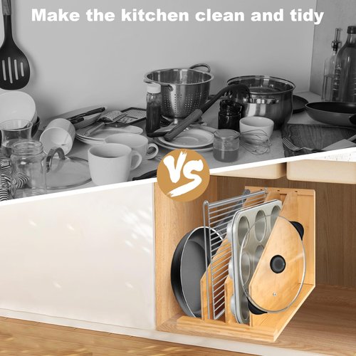 Upgraded Tray Dividers for Cabinets,15in Hx22in Dx12in W, Kitchen Cabinet Tray Divider for Pans, Lids, Pot And Pan, Cookie Sheet. with 3 Dividers,Keeping The Kitchen Organized（1）