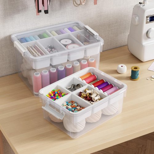 40Qt Clear Plastic Storage Bins by [Brand Name] - Stackable Organizers with Lids & Dividers | 2-Pack for Home & Car Organization