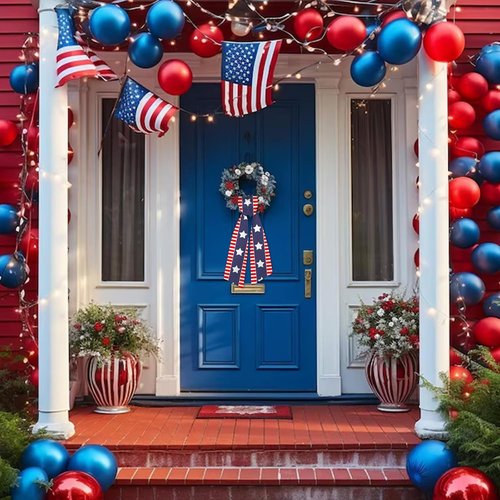 ABTOLS Patriotic Wreath Sash - Red White Stripe Satin Ribbon for 4th of July Decor | 56'' x 4.5''