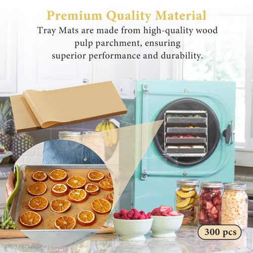 300 PCS Freeze Dryer Tray Mats for Harvest Right Dryer - Freeze Dryer Parchment Paper Set for Medium Trays - Non-Stick Baking Mats One-Off Parchment Paper Harvest Right Accessories (17" x 6.8")