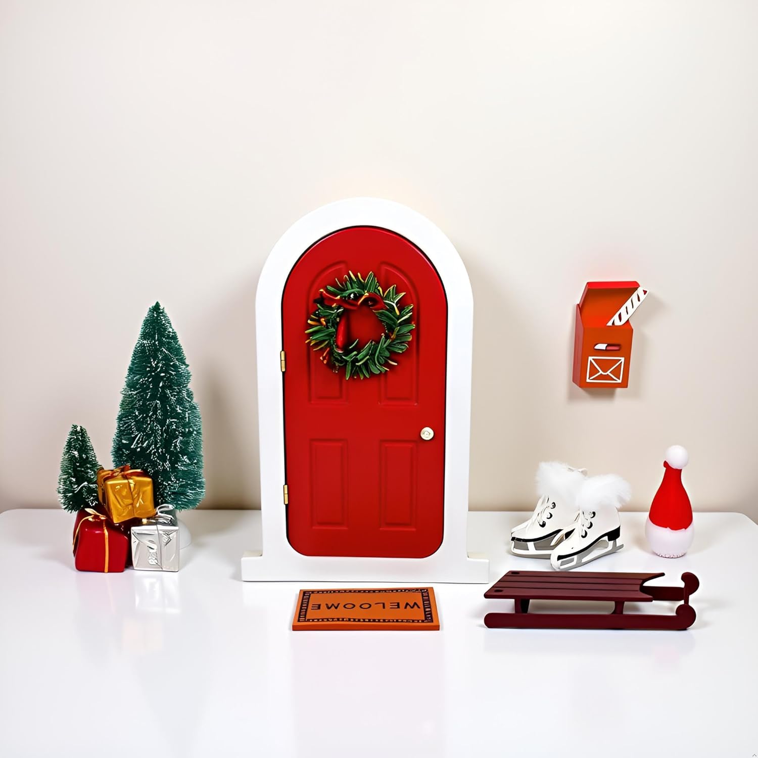 Tonttuovi Miniature Elf Door - Wooden Christmas Elf Accessories for Wall Decor | Perfect for Elf Arrival Ideas