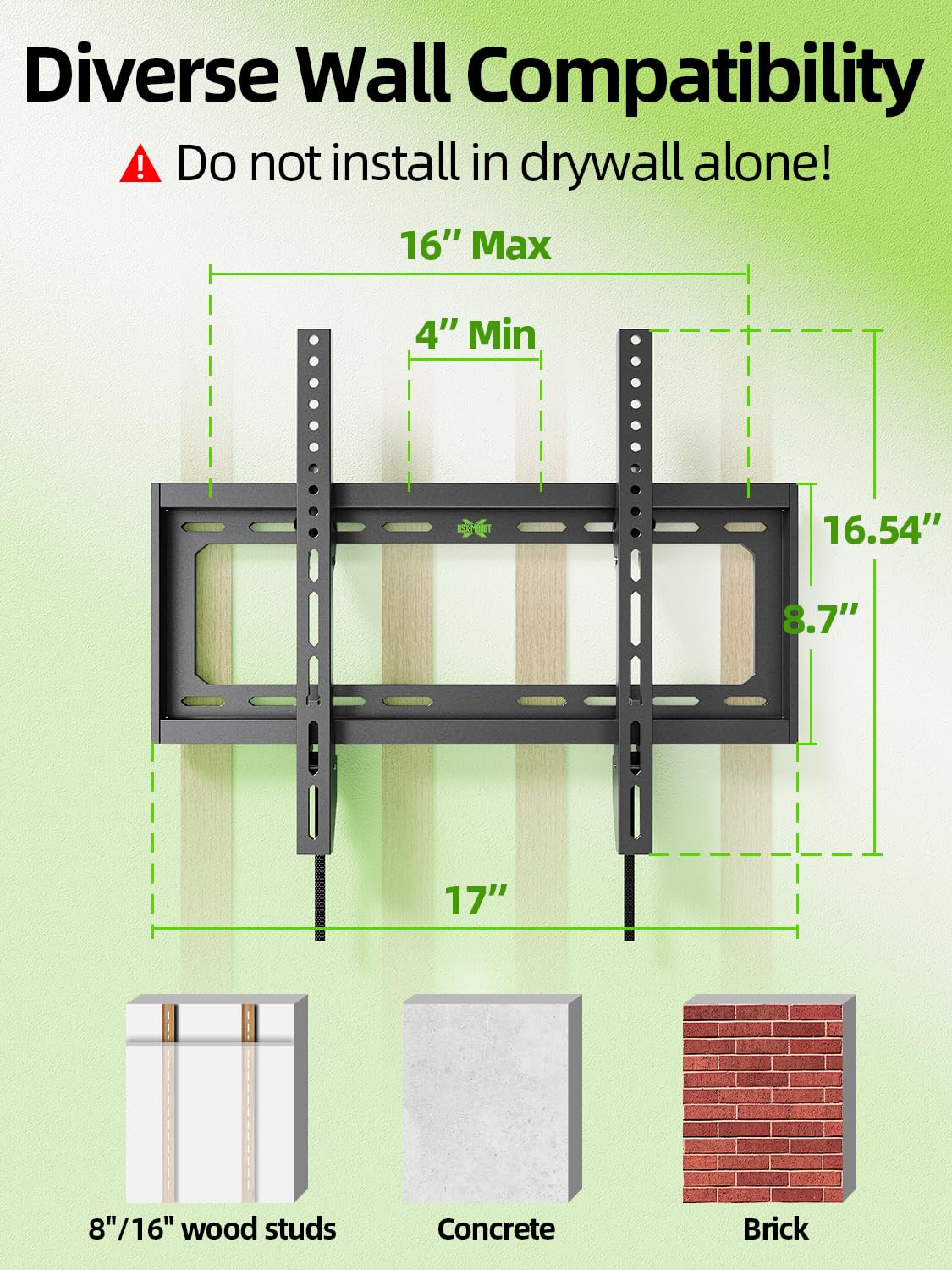 USX MOUNT Tilting TV Wall Mount for Most 37"-95" Flat Curved Screen Television & TV Mount Low Profile for Most 26-60" Flat Screen LED, LCD, Curved TVs