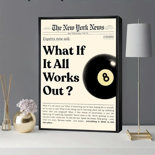 **What If It All Works Out Canvas Wall Art - Inspirational Quotes & Positive Affirmations | 16x24 in Black**