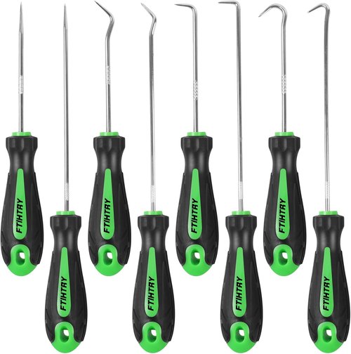FTIHTRY 8PCS Precision Automotive Pick and Hook Set - Mini Oil Seal & O-Ring Remover (Green)