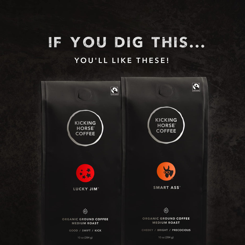 Kicking Horse Coffee Three Sisters, Medium Roast, Ground, Certified Organic, Fairtrade, Kosher, Black, 10 Oz, Pack of 6