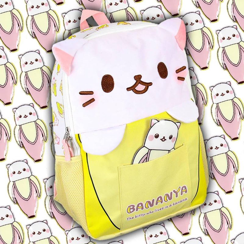Bioworld Crunchyroll Bananya Plush 3-D Cat Anime Cartoon 16" Backpack