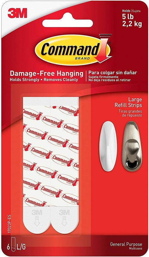 Command | Large Mounting Refill Strips - 6 Durable Strips for Secure Adhesive Solutions