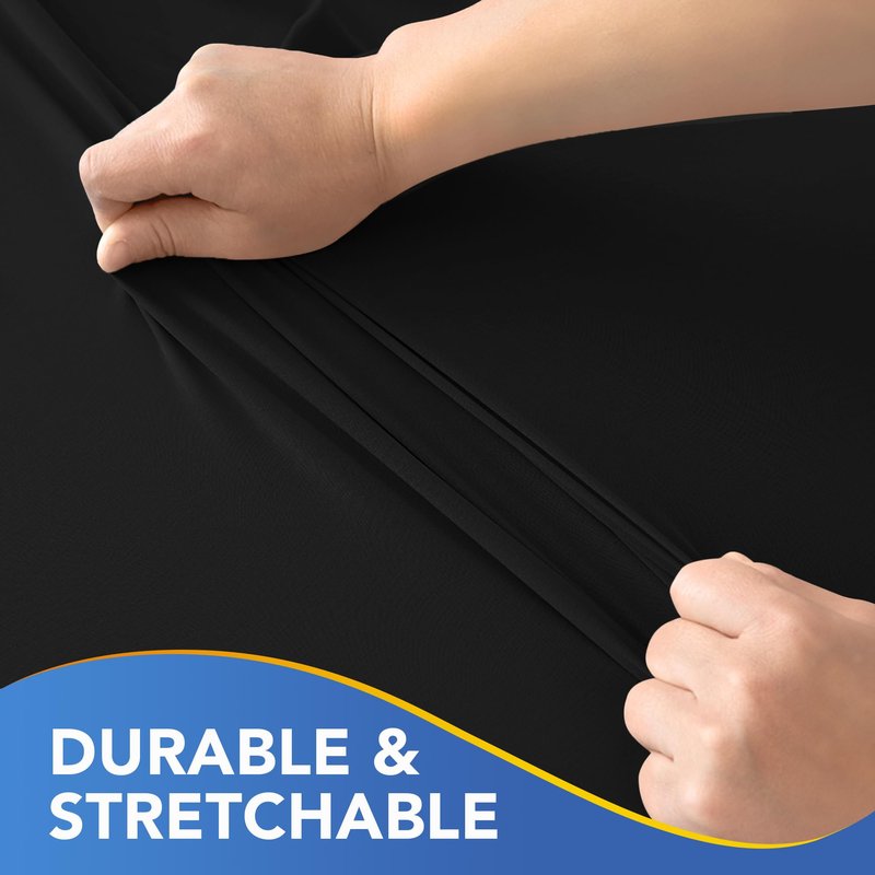 Enjoyidea Fitted Table Cloth Rectangle Table 42x72 Inch-2 Pack Black Elastic Spandex Table Cover-Small Stretch Folding Table Cloths Topper Cap for Kitchen Dining Picnic Patio Outdoor Party Tables
