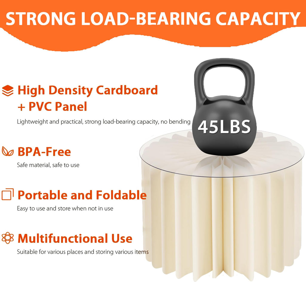 Thahify Buffet Risers and Stands for Food Platters,Foldable Cardboard Display Platforms with Acrylic Plates,Cylinder Stands for Buffet Table, Catering, Wedding, Baby Showers & Party Decor