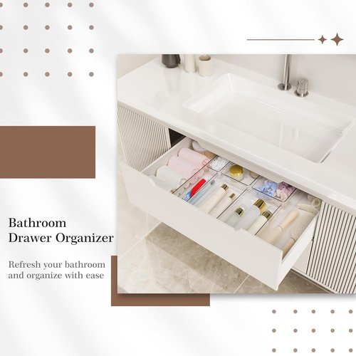 Criusia Clear Drawer Organizer - 7-Piece Versatile Plastic Storage Trays for Kitchen & Bathroom | Non-Slip Design