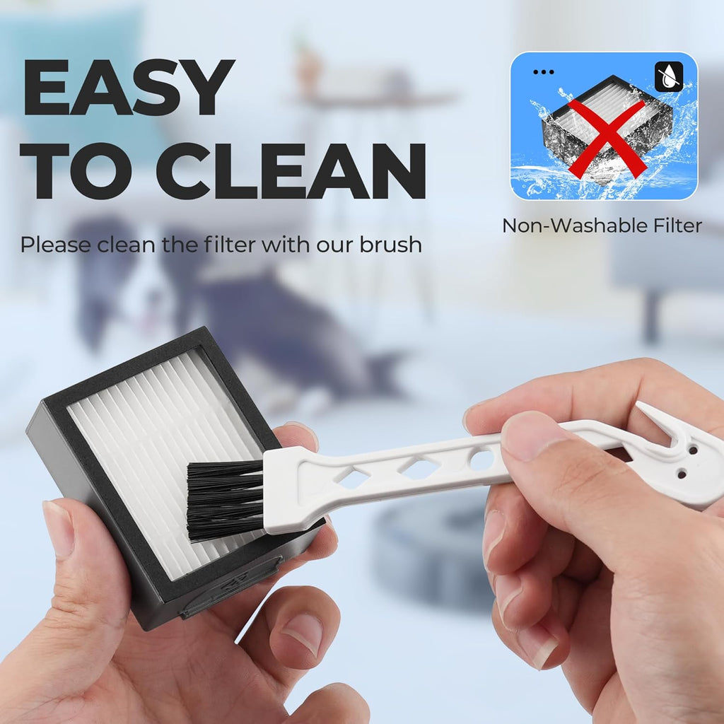 Roomba | High-Efficiency Filter Replacement for E, I, & J Series | 6-Pack + Cleaning Brush