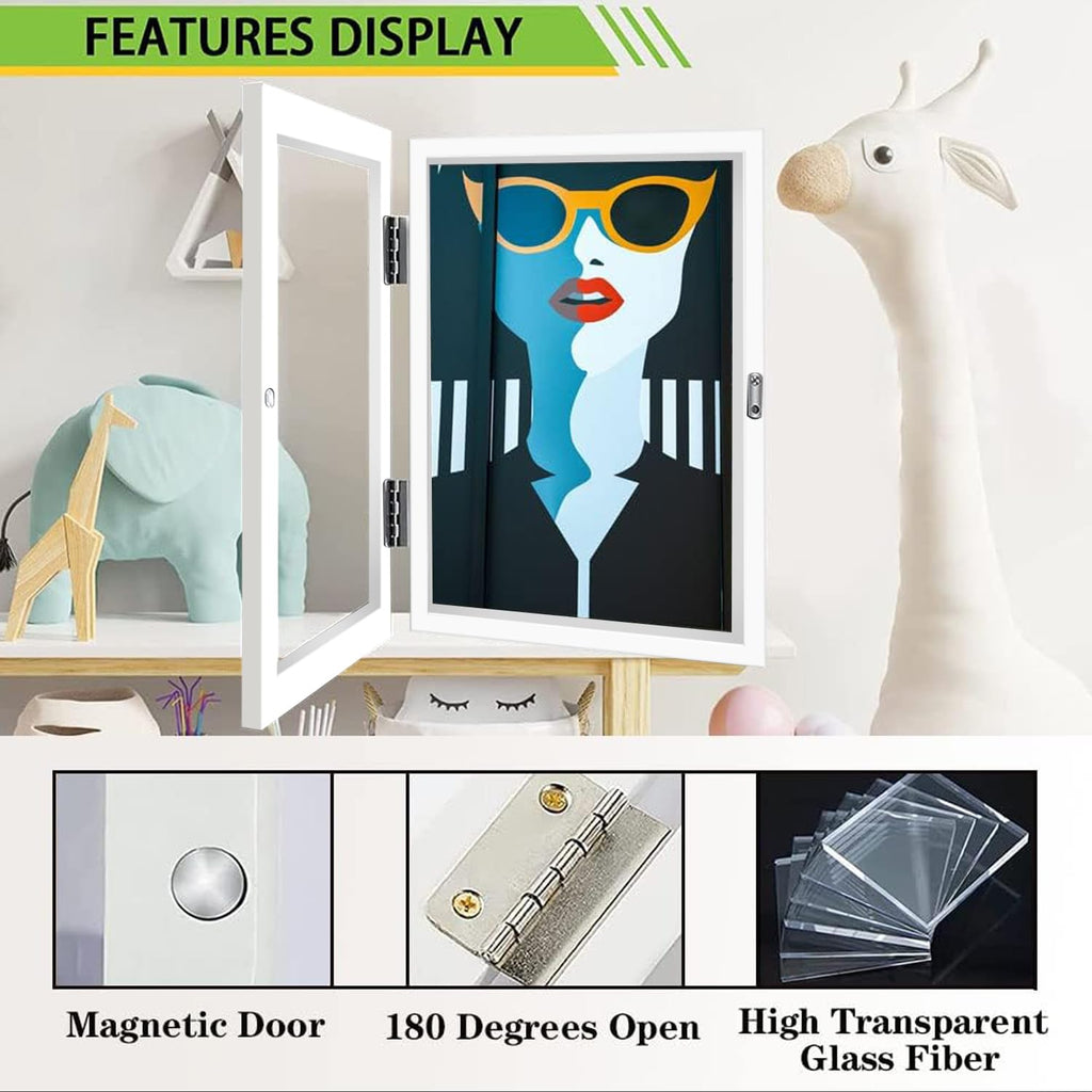 WeePro 2-Pack Kids Art Frames 8.5x11 Front Opening Display, Picture Frames for Kids Artwork, Holds 150 Pieces Each, Art Storage and Wall Display, White