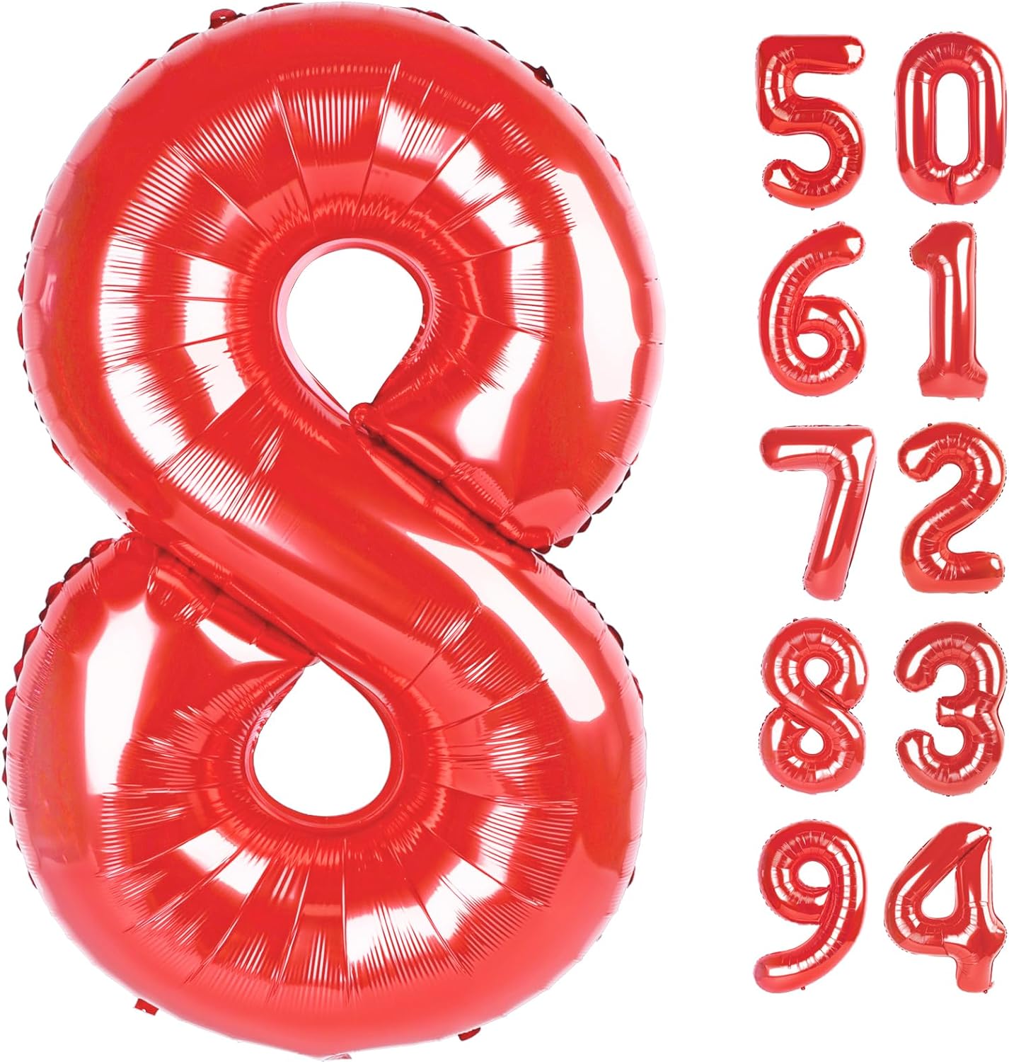 Red 8 Balloon - 40 Inch Number Balloon for Birthday Decorations | Perfect for 8th Party Supplies