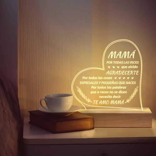 Petalsun Regalos para Mama, Engraved Wooden Base Lamp, Regalo de Cumpleaños para Mamá Mujeres, Birthday Gifts for Mom from Daughter Son