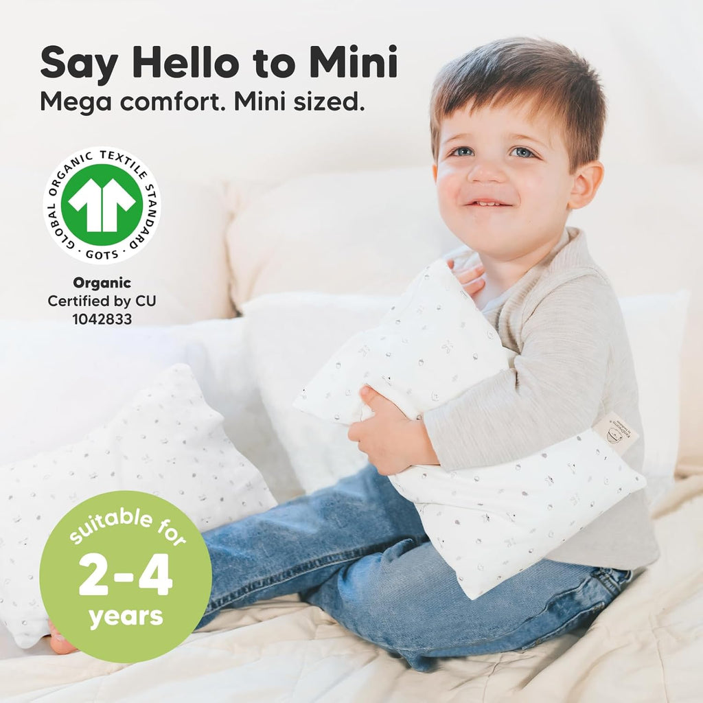 My Little Dreamy Mini Toddler Pillow - Soft Organic Cotton Travel Pillow with Case, 9x13 (Acorn)