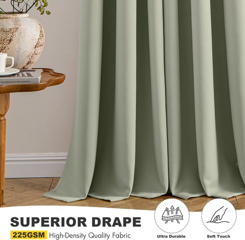 MIULEE Sage Green Blackout Curtains - Thermal Insulated Room Darkening Drapes | 86-Inch Length, 2 Panels