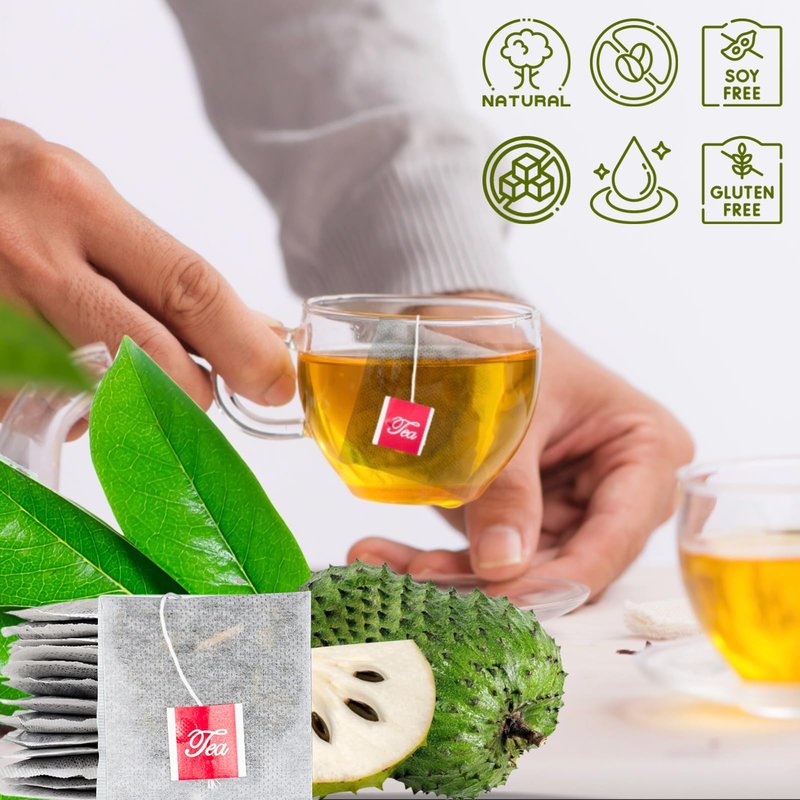 30 Pure Soursop Leaves Tea Bags, Natural Soursop Graviola Leaves Teabag, Handmade Made of Premium Guanabana Leaves, Pleasant Taste Natural Flavor, No Sugar/Caffeine/Gluten (1.5g/bag)