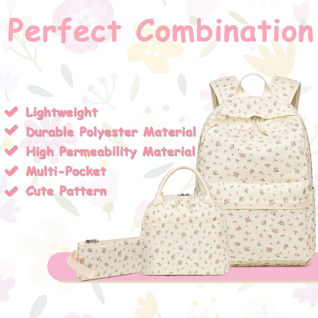 CAMTOP Backpack for Girls School Backpacks with Lunch Box Pencil Case Set Cute Kids Bookbags for Elementary Primary Middle School