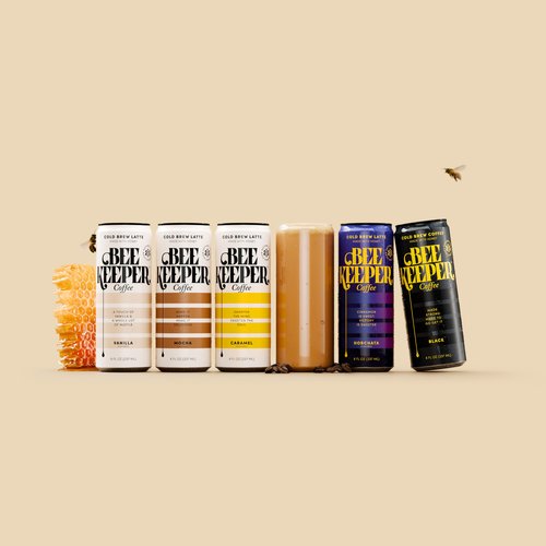 Beekeeper Mocha Latte Cold Brew Coffee Drinks with Oregon Honey | 12 Pack Refreshing Iced Coffee - Unsweetened & Strong Arabica Brew, 8 fl oz Ready-to-Drink Can - 180mg Natural Caffeine