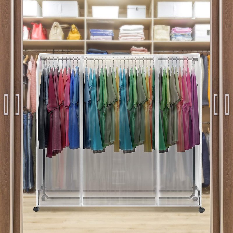 Sorbus Cover for Garment Rack 2 Pack- 6 Ft Transparent Clothes Rack Cover, Garment Coat Hanger Protector Dustproof Waterproof Clothing Storage Cover for Dresses, Suits, Coats (Rack Not Included)
