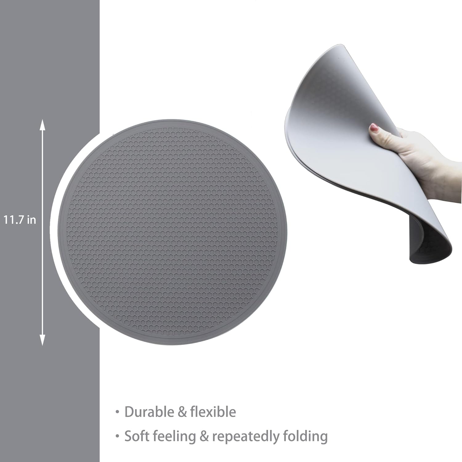 Tongjude Silicone Microwave Mat - Non-Slip Trivet & Hot Pot Holder | 11.7" x 11.7", Dishwasher Safe