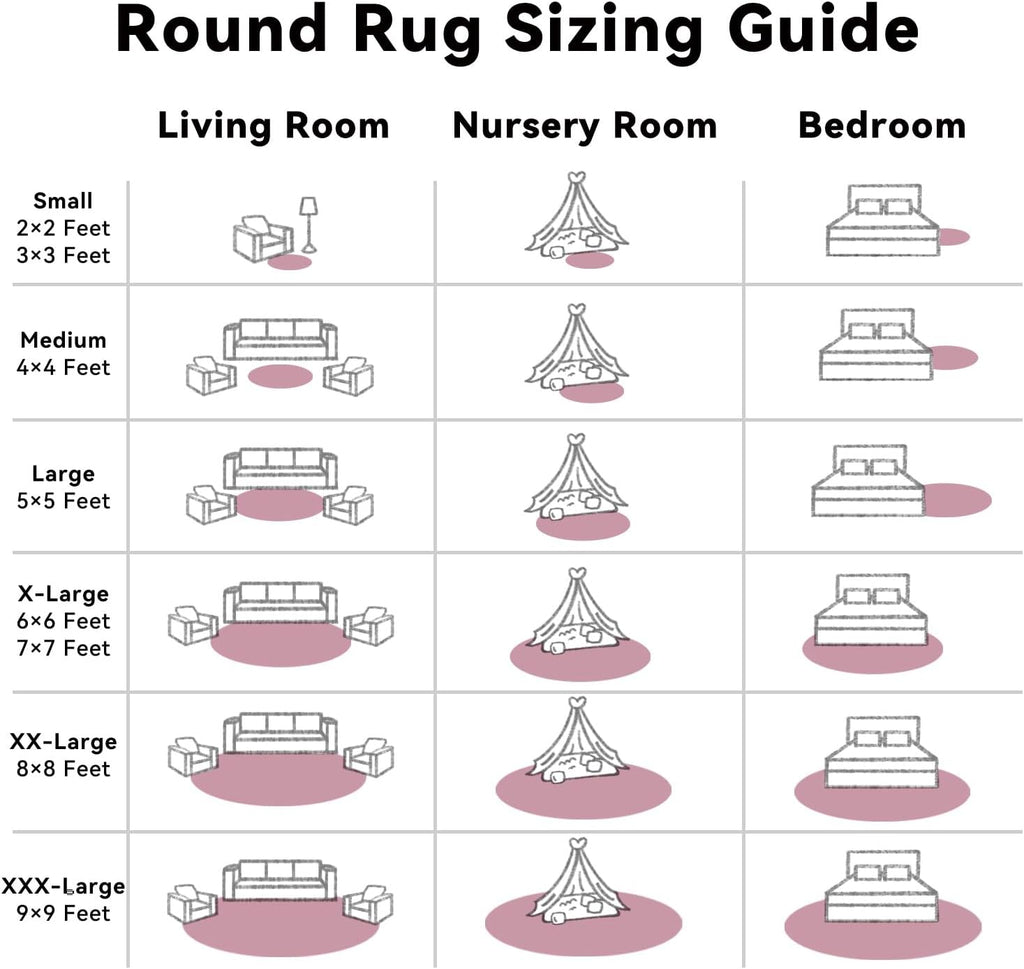 OLANLY Blush Round Area Rug - Soft, Fluffy 6 ft Circle Carpet for Bedroom, Living Room & Nursery Decor