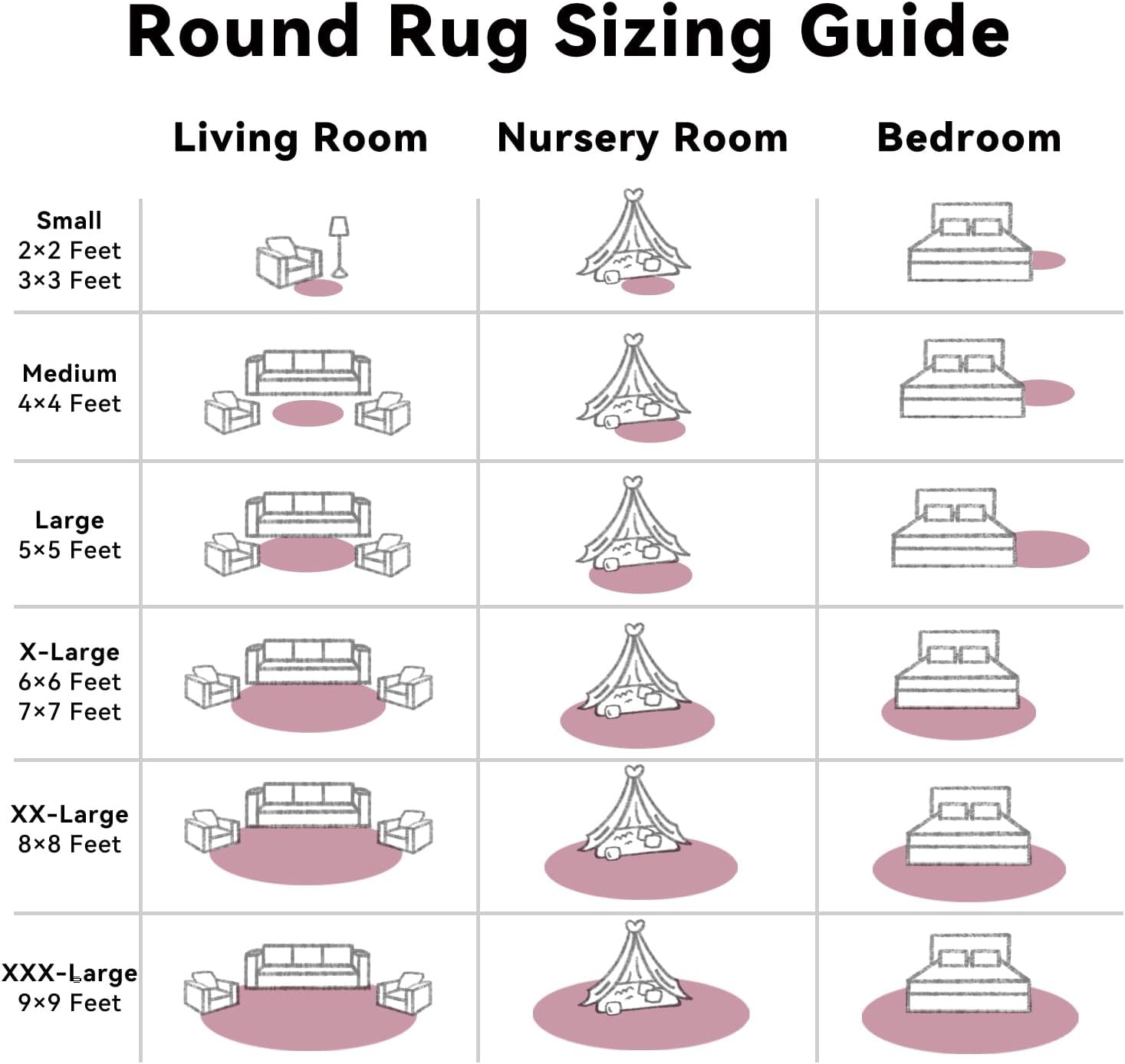 OLANLY Blush Round Area Rug - Soft, Fluffy 6 ft Circle Carpet for Bedroom, Living Room & Nursery Decor