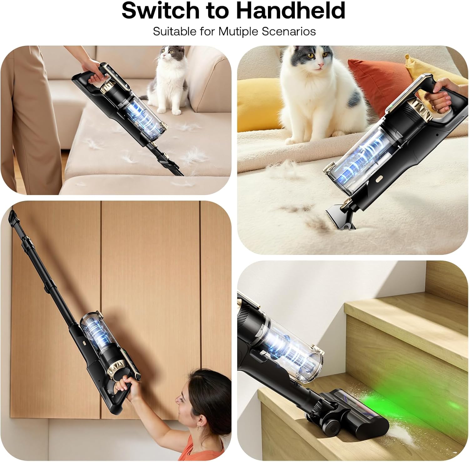 Trucozie Cordless Vacuum Cleaner - Lightweight Self-Standing Design | 50 Mins Runtime, Powerful Suction for Home & Pet Hair