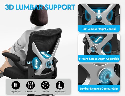Ergalithic Ergonomic Office Chair - Comfy Mesh High-Back Design with Adjustable Lumbar Support | Ideal for Long Hours