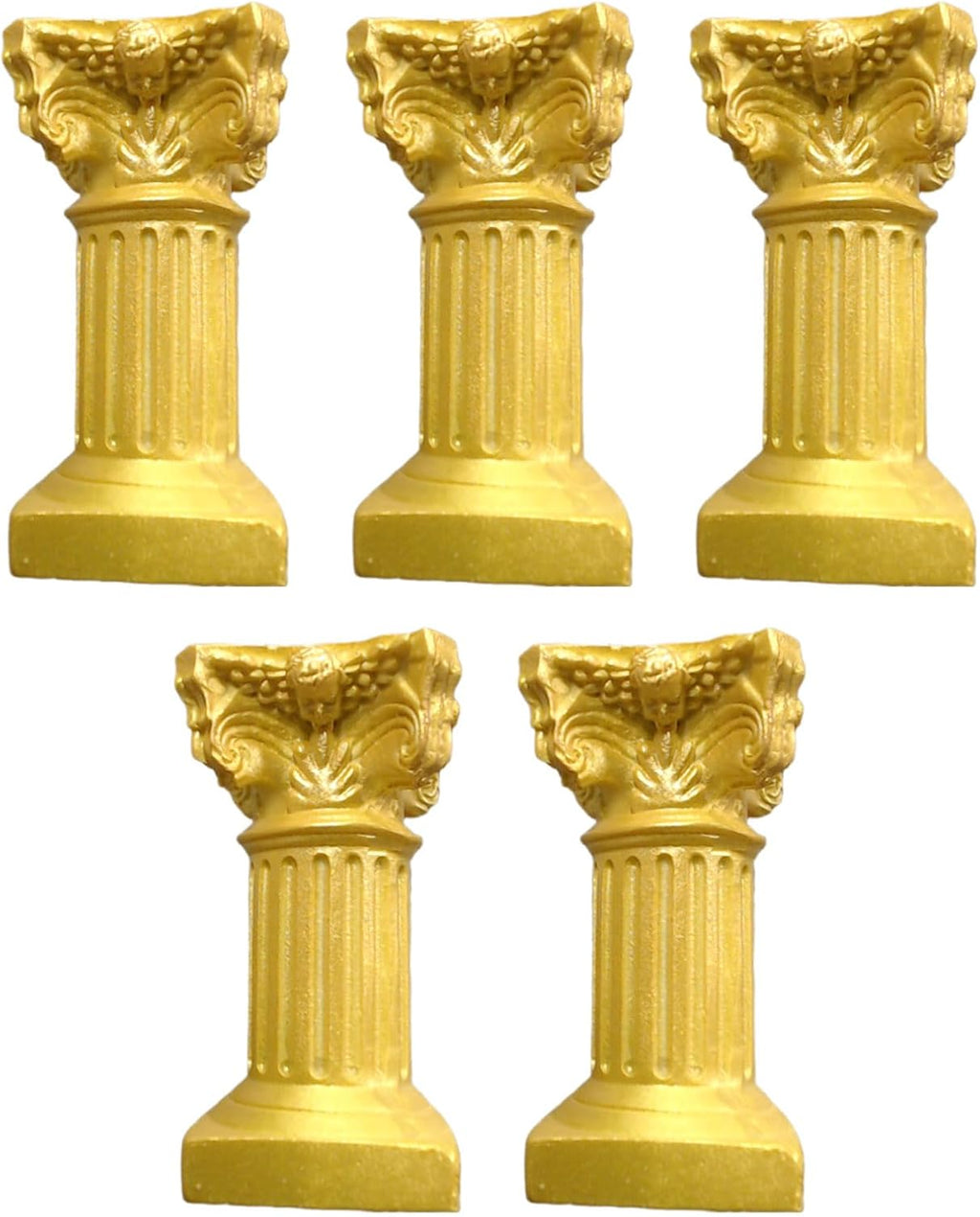 Saihisday Miniature Roman Pillar Columns - Resin Candle Holders for Wedding & Christmas Decor | 5 Pcs, Yellow