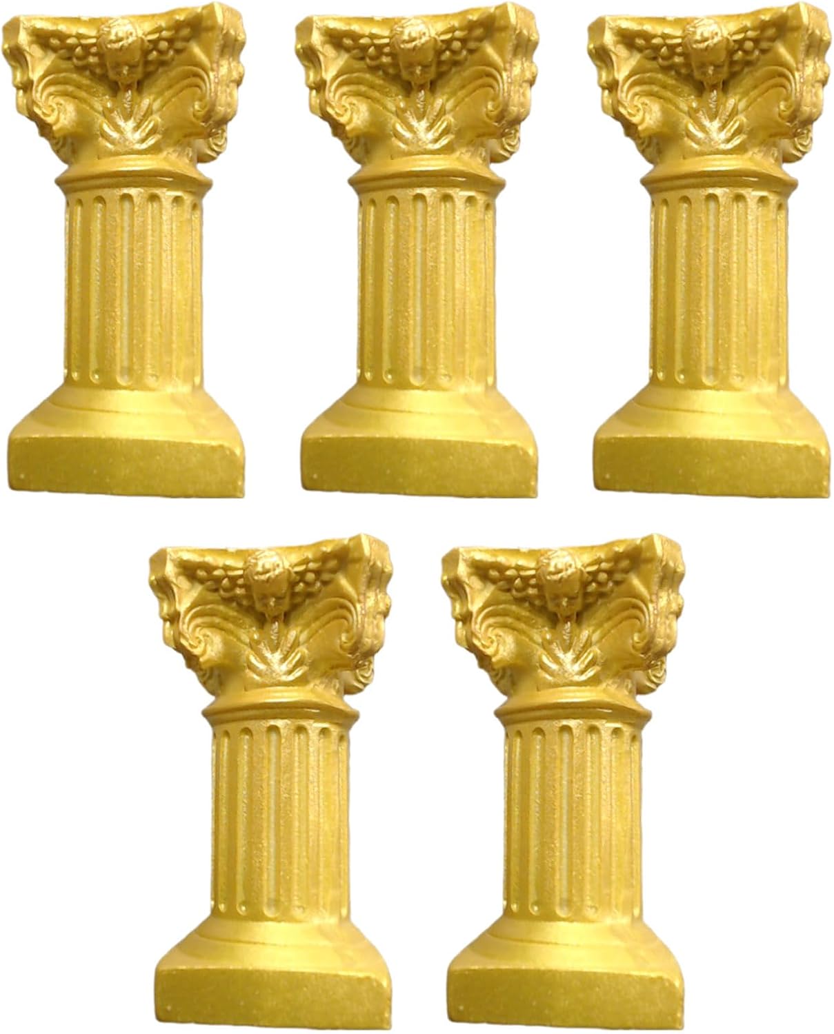 Saihisday Miniature Roman Pillar Columns - Resin Candle Holders for Wedding & Christmas Decor | 5 Pcs, Yellow