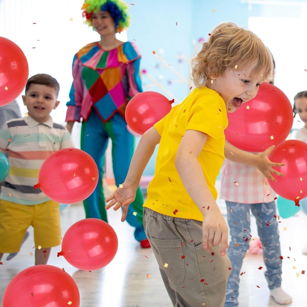 Skiennix 36 Pcs Red Punch Balloons - Easy Grip Rubber Band Handle | Perfect for Kids’ Birthday Parties & Outdoor Fun