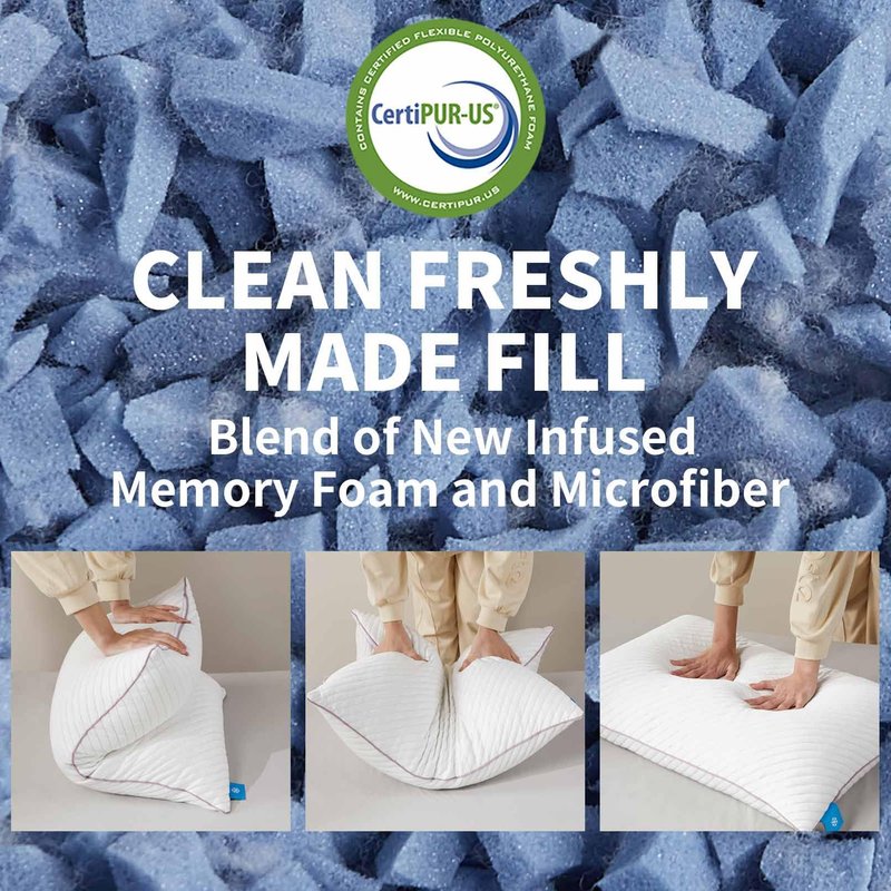 Olaftin Pillows Queen Size Set of 2 Cooling Shredded Memory Foam Pillows 2 Pack for Sleeping for Side Back Stomach Sleepers