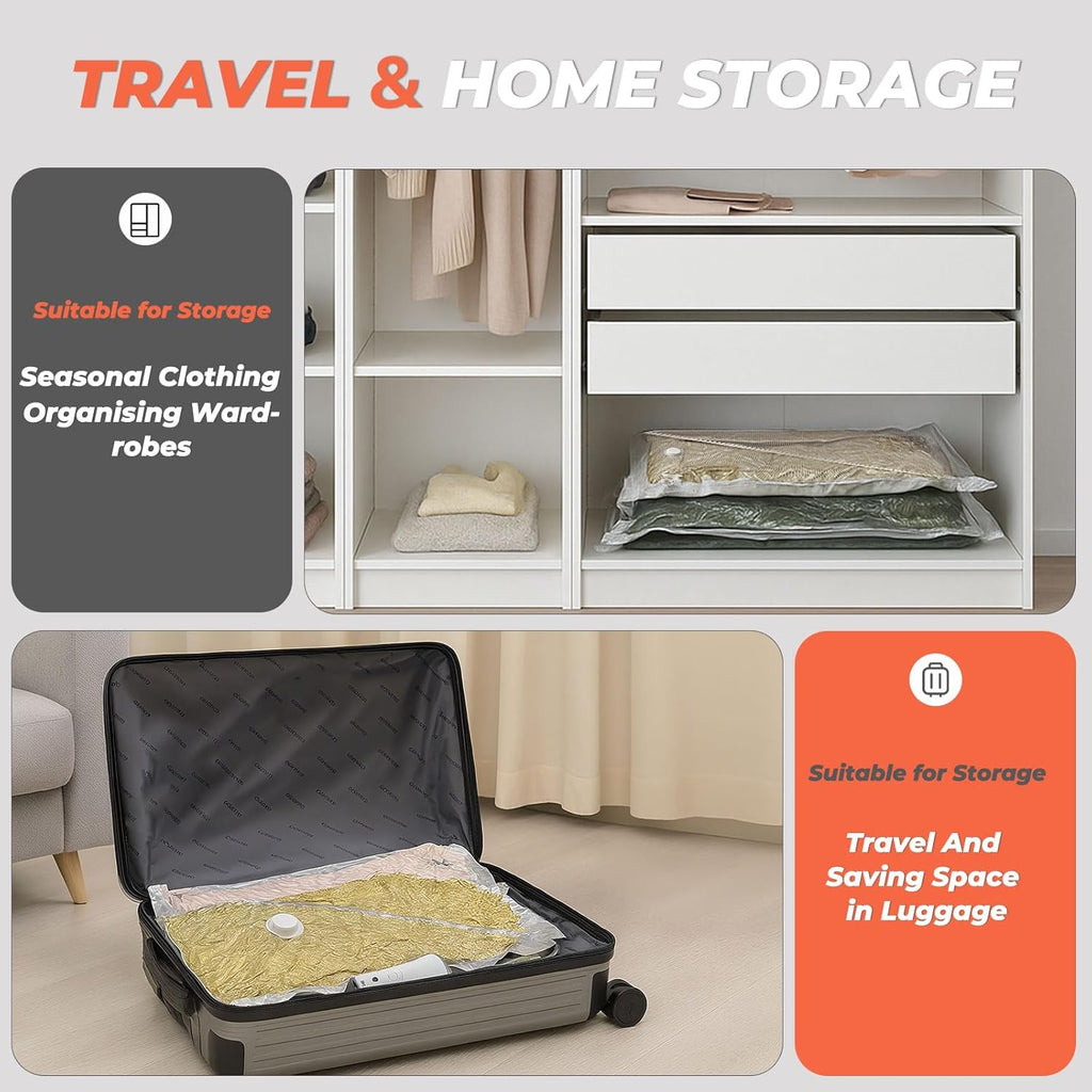 Vacbird Vacuum Storage Bags - 18 Pack with Rechargeable Wireless Pump | Large, Medium & Small Sizes for Clothing, Bedding & Travel