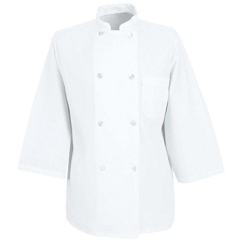 Chef Designs mens 3/4 Sleeve Coat chefs jackets, White, Small US