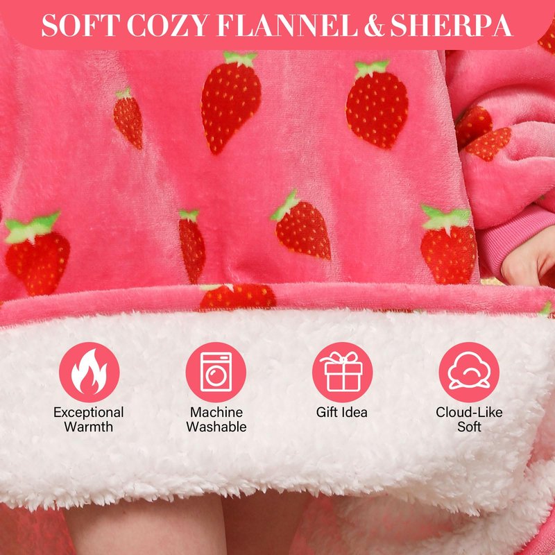 LetsFunny Blanket Hoodie,Oversized Wearable Sherpa Fleece Blanket Sweatshirt,Super Soft Warm Cozy with Giant Pocket,for Women Men Adults Teenagers Kids, One Size Fits All