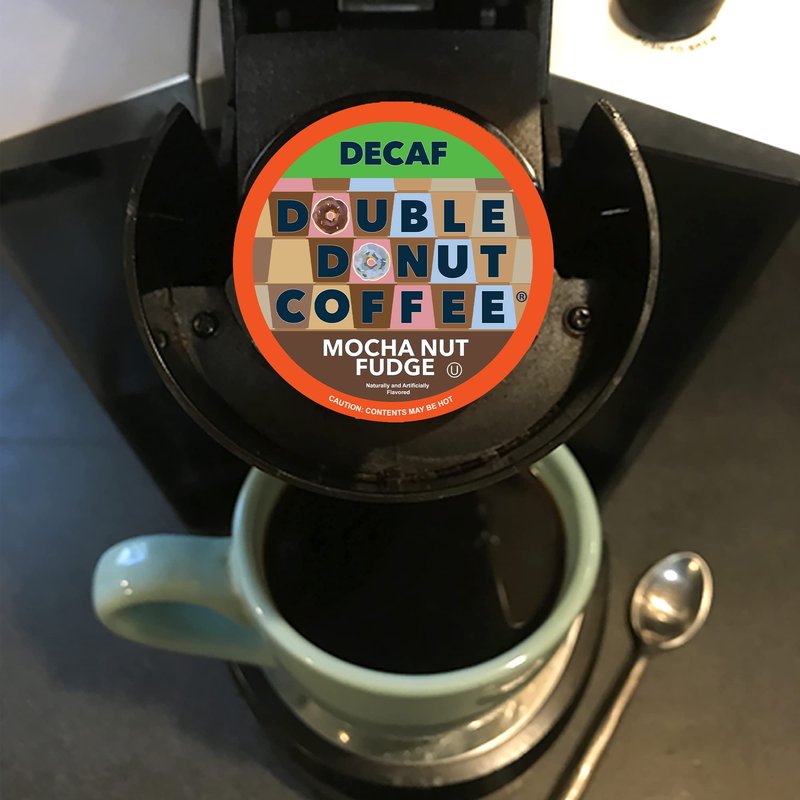 Double Donut Medium Roast Decaf Coffee Pods, Mocha Nut Fudge Flavored, for Keurig K-Cup Machines, 24 Single-Serve Capsules per Box (Pack of 4)