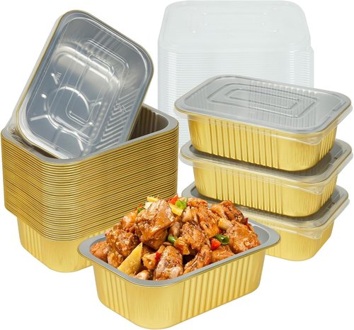 Heavy Duty Aluminum Pans by [Brand Name] - 40 Pack Disposable 25 Oz Containers with Lids | Perfect for Baking, Meal Prep & Takeout