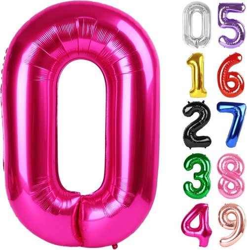 Hot Pink Number 0 Balloon - 40 Inch Birthday Decoration for Milestone Celebrations