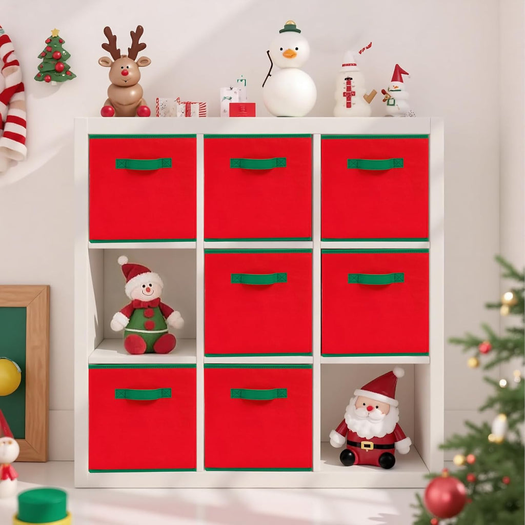 Storage Maniac Storage Cubes - Durable 11-Inch Foldable Bins | 6-Pack Red Organizers for Home & Office