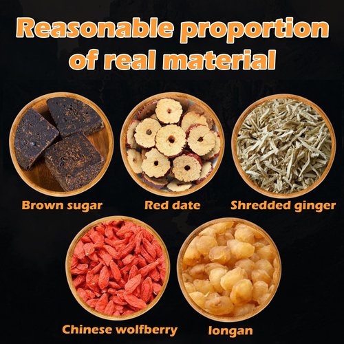 Jujube Ginger Tea Bags - 10.58 Oz Dried Longan Jujubes Dates Goji Berry Ginger Tea Bags, Lycium Red Date Dark Brown Sugar Hot Teas Individual Packaging - Women's Five Treasures Tea Drink Korean Tea.