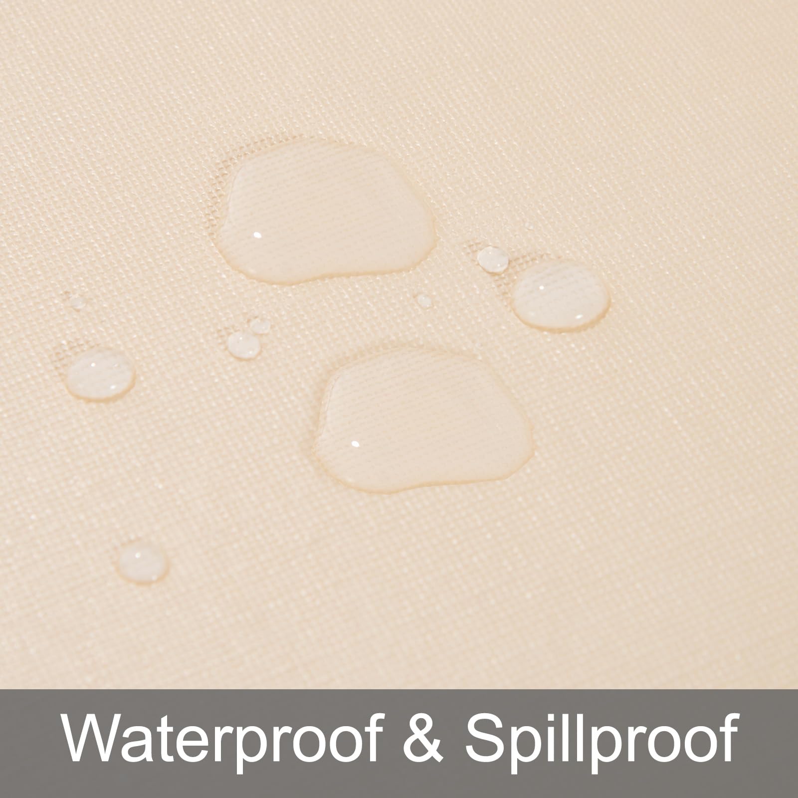 Runqiju Round Fitted Tablecloth with Elastic Edge, Flannel Backed Vinyl Tablecloths, Wipeable Waterproof Plastic Table Cloth Fits 40" - 44" Round Table for Dining, Camping, Indoor and Outdoor, Beige